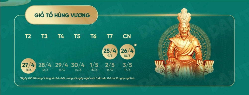 Lịch nghỉ Giỗ tổ Hùng Vương 2025