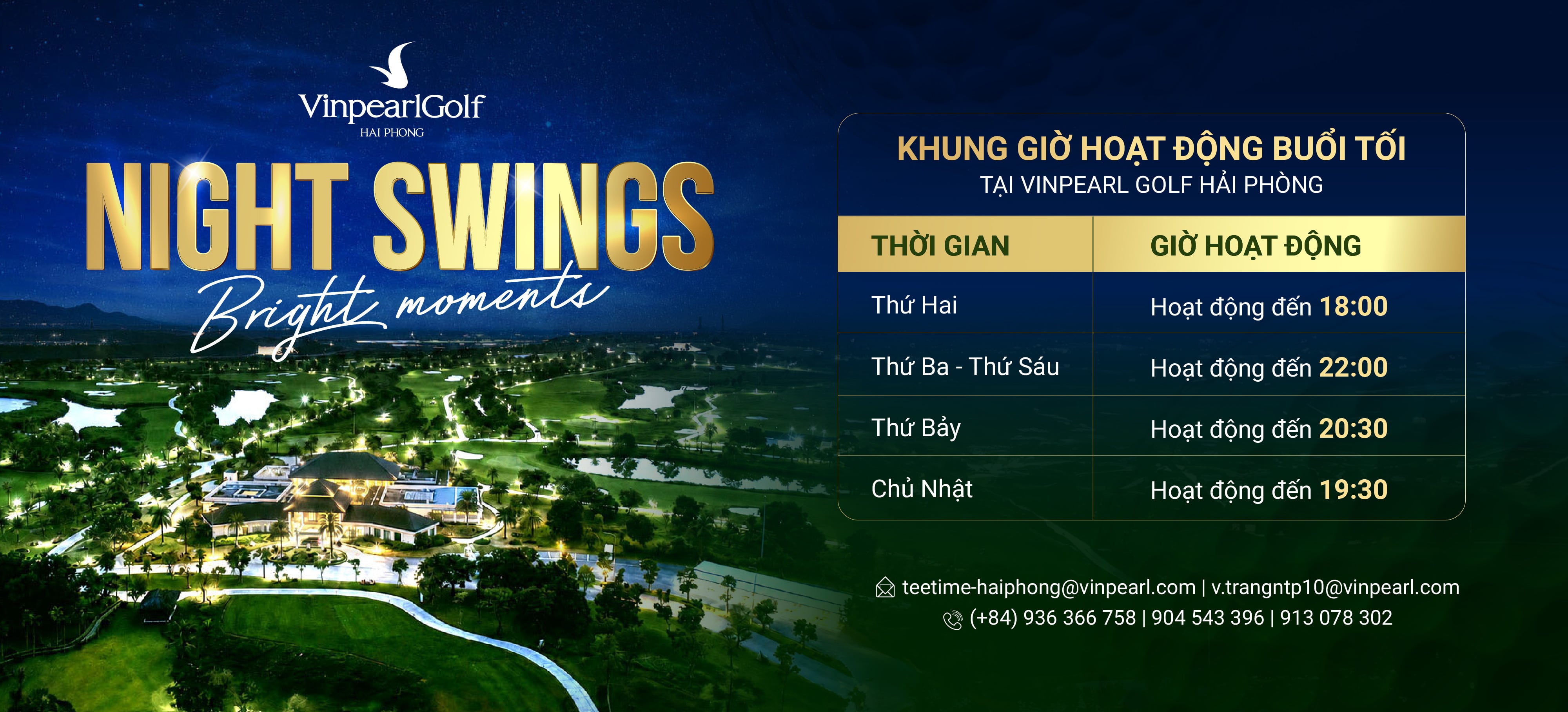 TRẢI NGHIỆM NIGHT SWINGS CHỈ TỪ 1.700.000 VNĐ TẠI VINPEARL GOLF HẢI PHÒNG