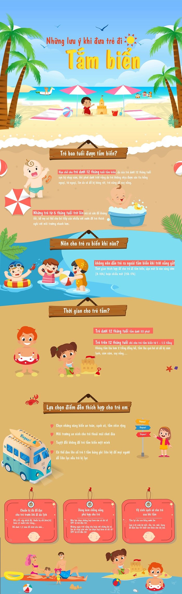 Những lưu ý khi đưa trẻ đi tắm biển