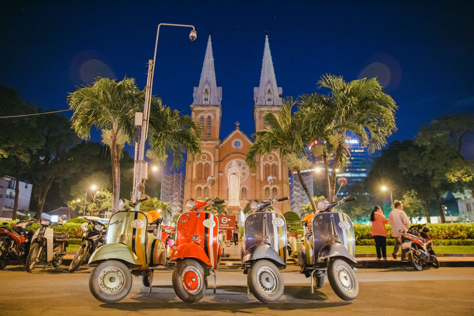 Saigon Vespa food tour at night