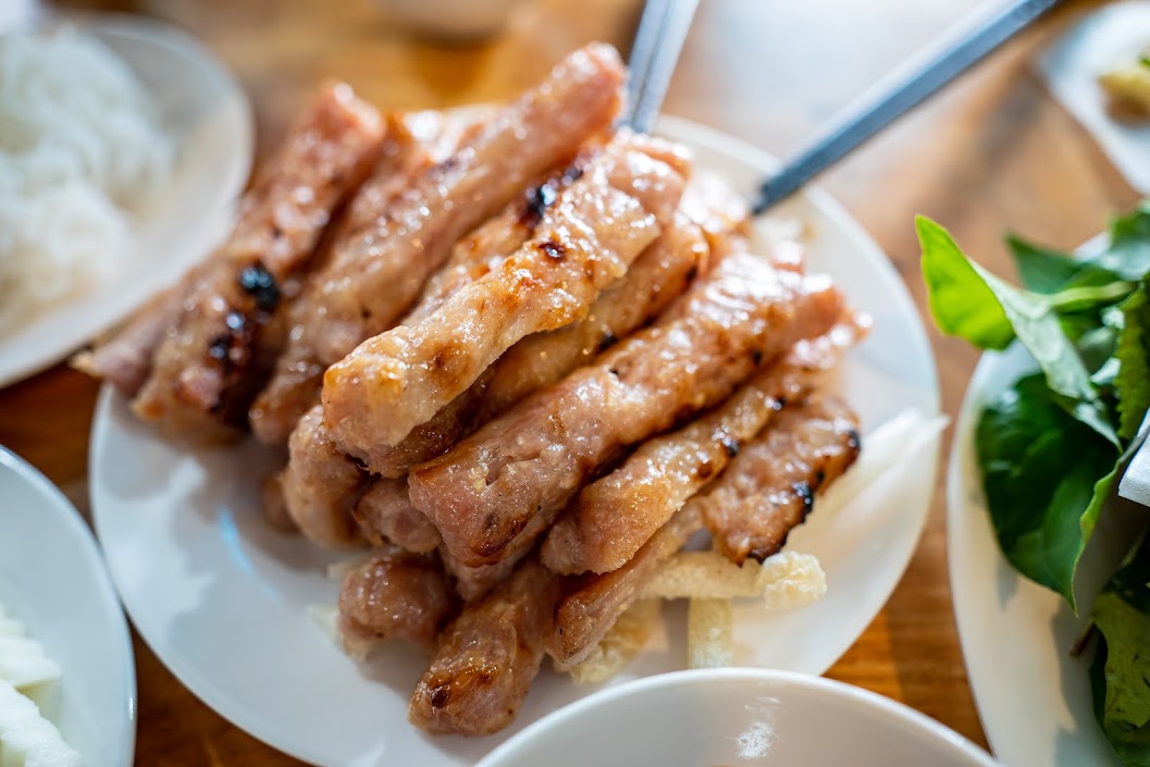 One of the most famous dishes in Nha Trang is grilled pork sausage