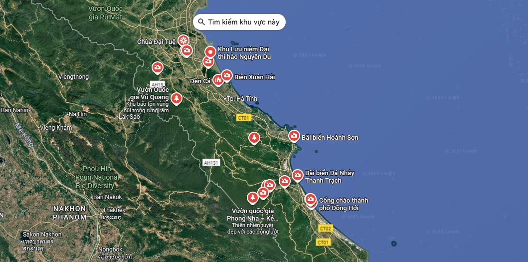 There are many attractions on the Ha Tinh Vietnam map