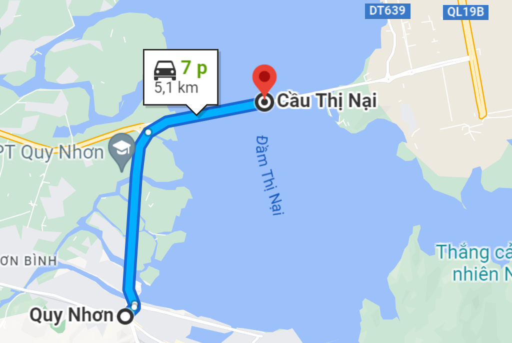 Đường đi đến cầu Thị Nại Quy Nhơn