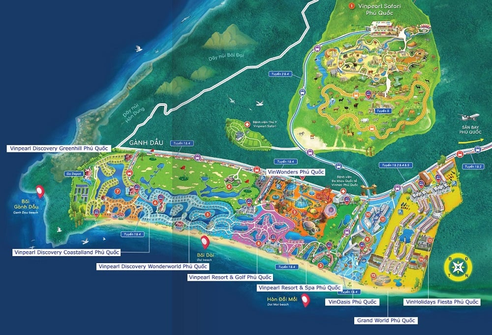 Bản đồ vinpearl Phú Quốc