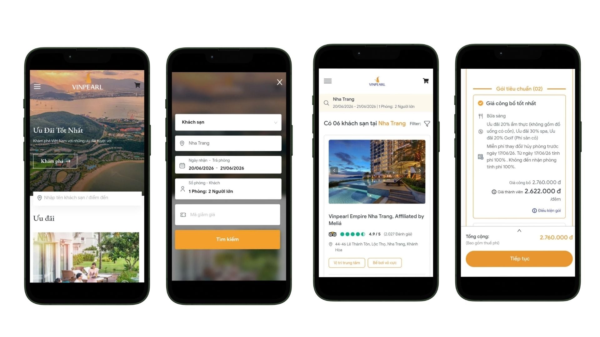 Các bước kiểm tra ưu đãi trên website Vinpearl