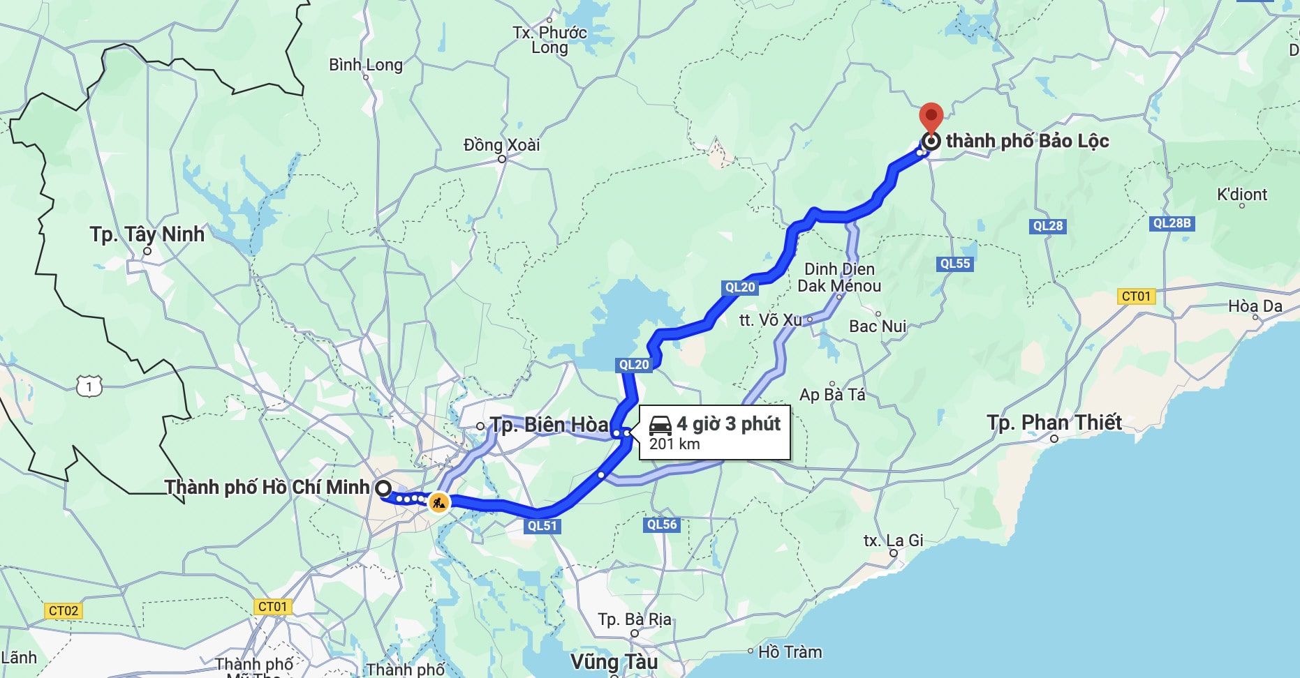 cách di chuyển đến Bảo Lộc