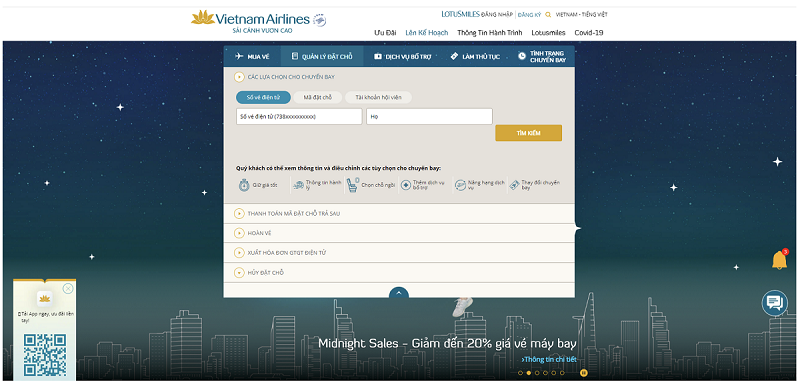 Đổi vé máy bay Vietnam Airlines