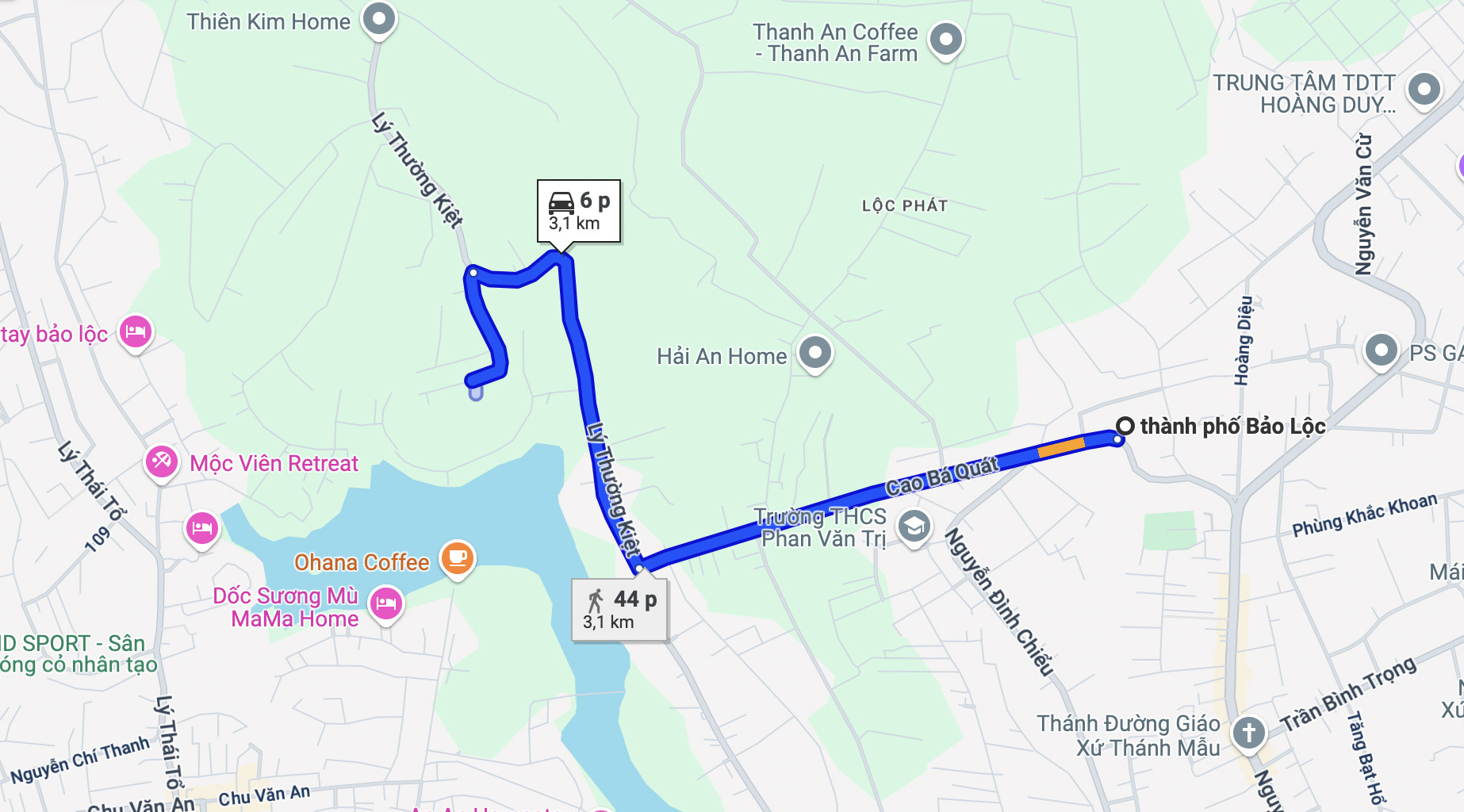 đường đi đến chùa Trà