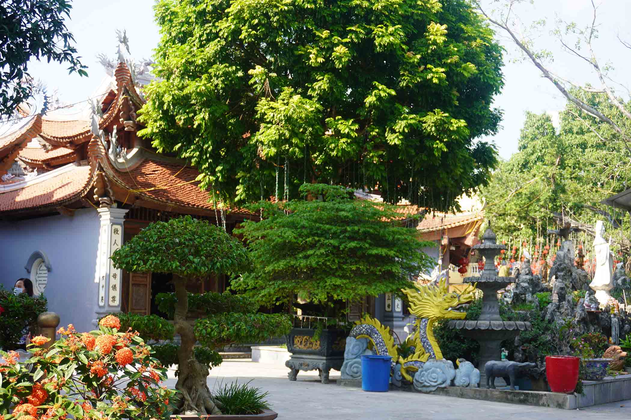 Không gian xanh mát tại đền Hạ