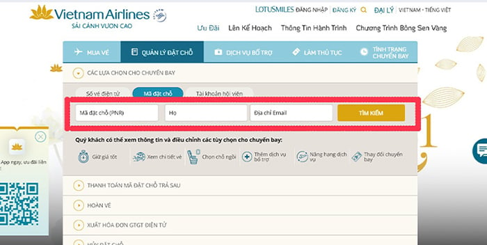mã đặt chỗ vietnam airline