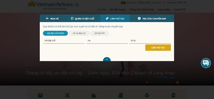 Kiểm tra vé máy bay đã đặt Vietnam Airlines