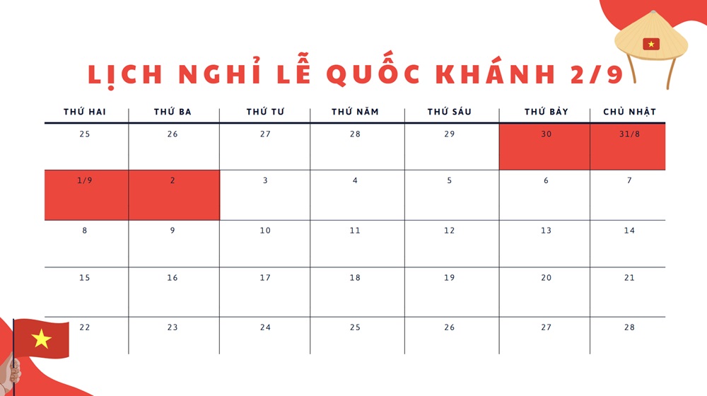 Lịch nghỉ 2/9/2023