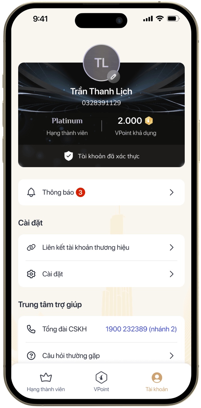 Liên kết tài khoản Vinpearl