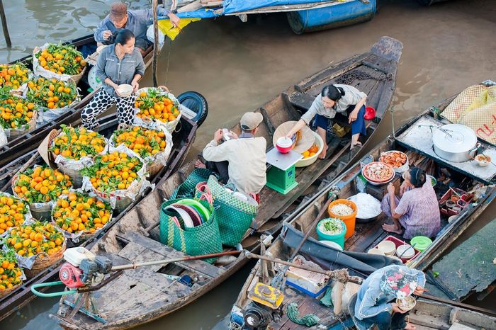 floating market in Mekong Delta, Vietnam