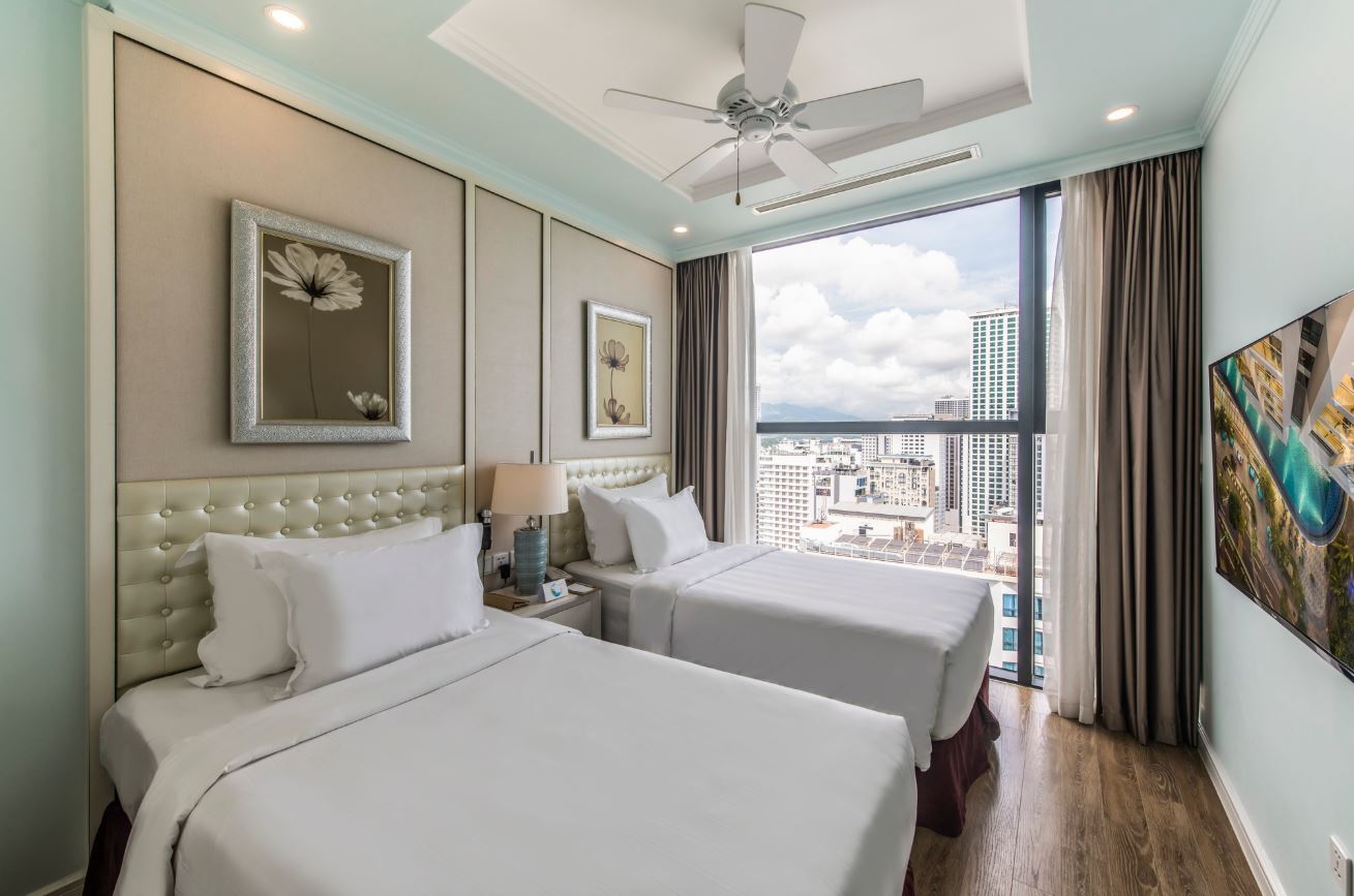 Phòng Studio hướng thành phố 2 giường đơn