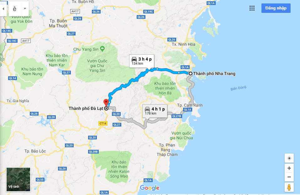 Từ Nha Trang đi Đà Lạt bao nhiêu km