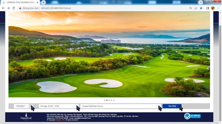 Vinpearl Golf ra mắt trang booking online