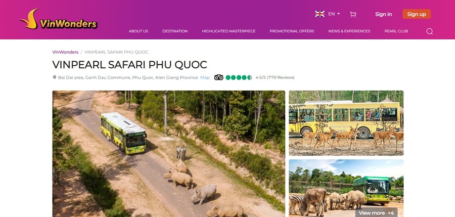 Vinpearl Safari Phu Quoc ticket